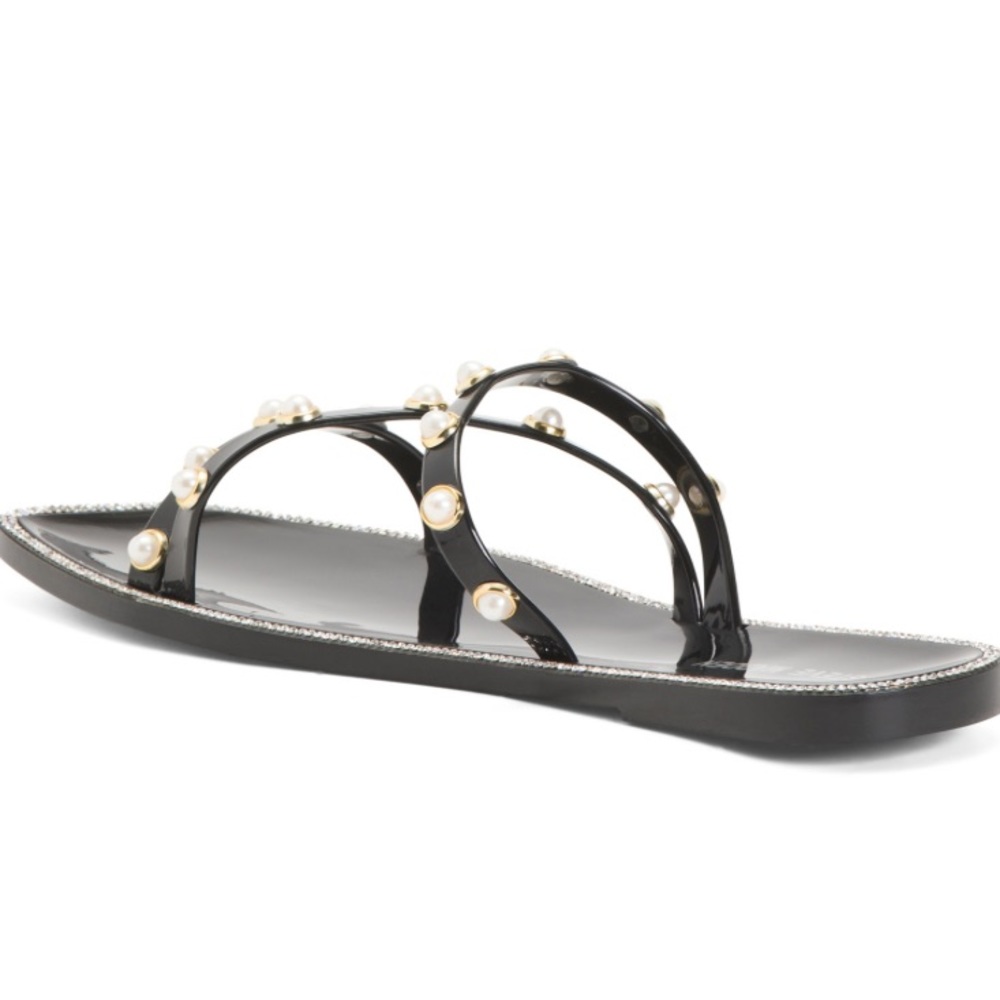 Steve Madden Pearl Embellishment Studded Flat Sandals - Picture 3 of 3